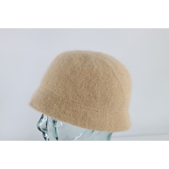 Vintage 90s Streetwear Blank Angora Blend Knit Bucket Hat Cap Beige Womens OS main image 5